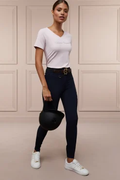 Holland Cooper Shop By Product|Equestrian Casualwear-Training V-Neck Tee Blush