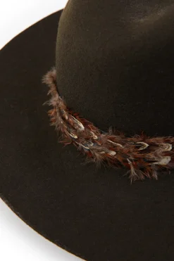 Holland Cooper Hats & Headbands|Hats & Headbands-Trilby Hat Double Feather Band Forest Green