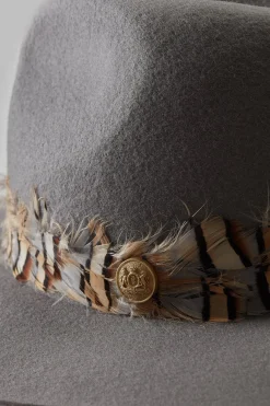 Holland Cooper Hats & Headbands|Hats & Headbands-Trilby Hat Double Feather Band Light Grey