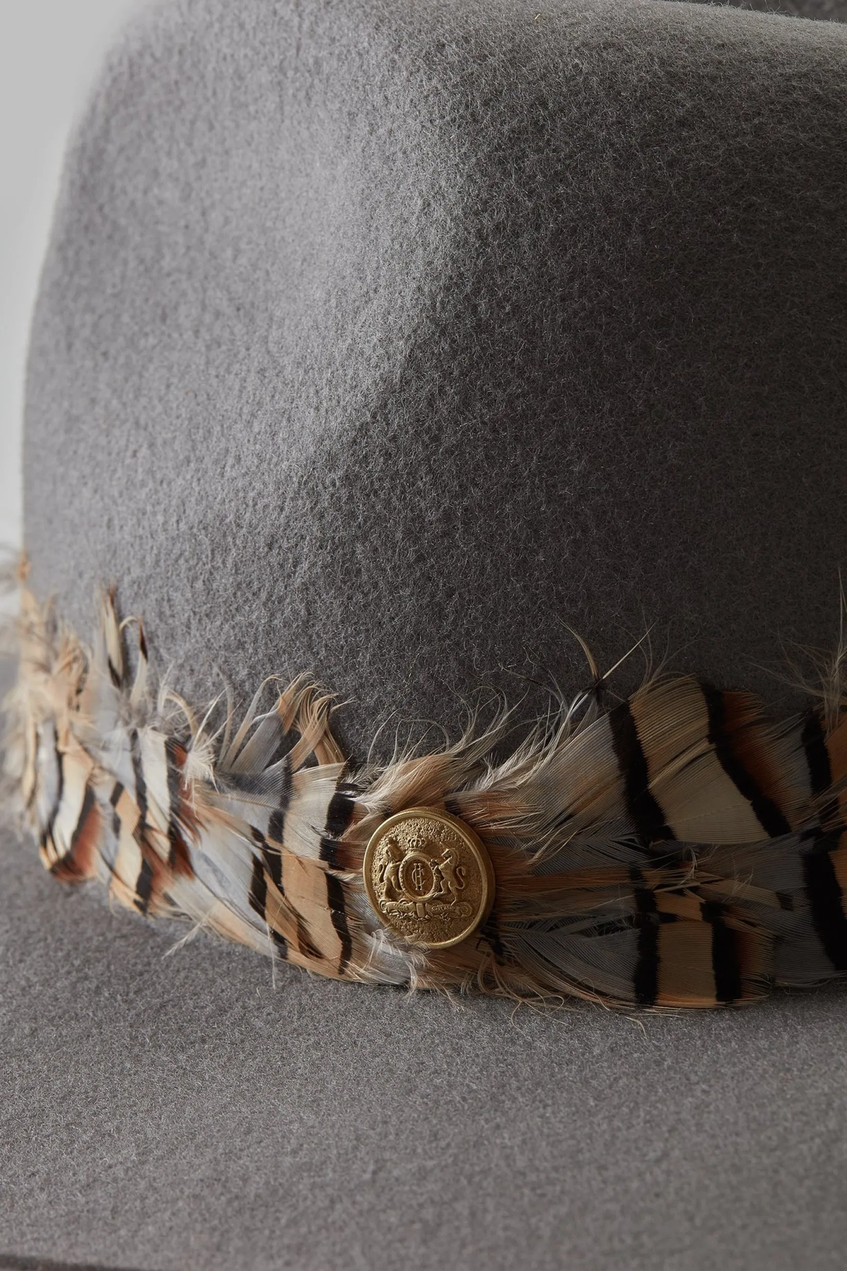 Holland Cooper Hats & Headbands|Hats & Headbands-Trilby Hat Double Feather Band Light Grey