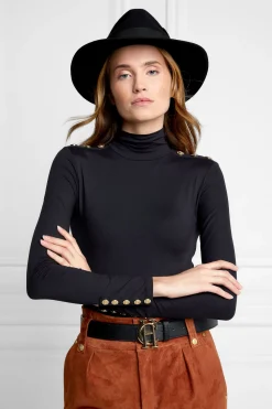 Holland Cooper Hats & Headbands|Hats & Headbands-Trilby Hat Gold Feather Black