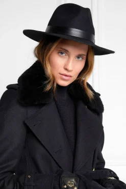 Holland Cooper Hats & Headbands|Hats & Headbands-Trilby Hat Leather Band Black