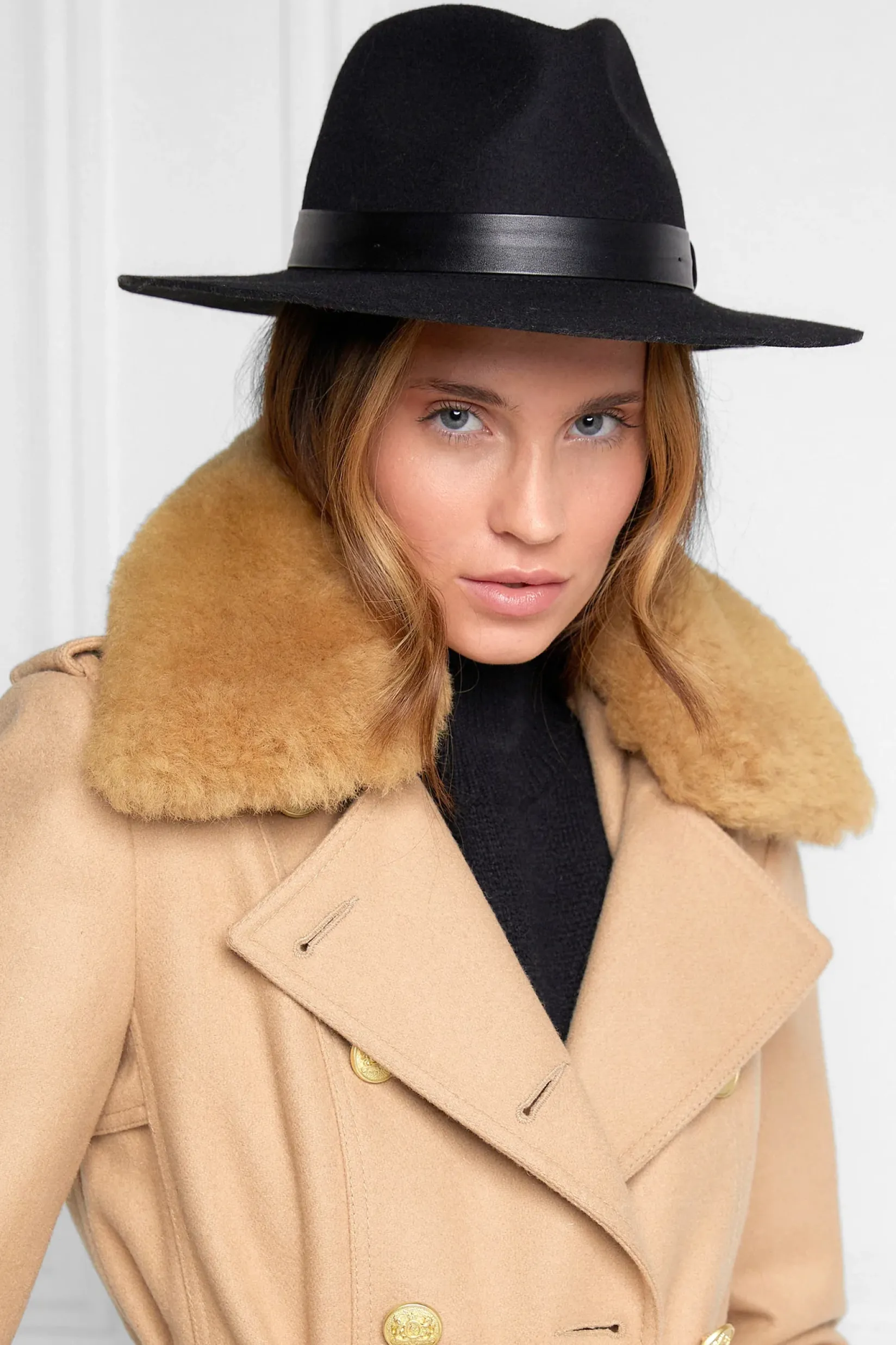 Holland Cooper Hats & Headbands|Hats & Headbands-Trilby Hat Leather Band Black