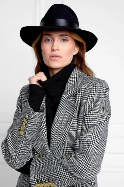 Holland Cooper Hats & Headbands|Hats & Headbands-Trilby Hat Leather Band Black