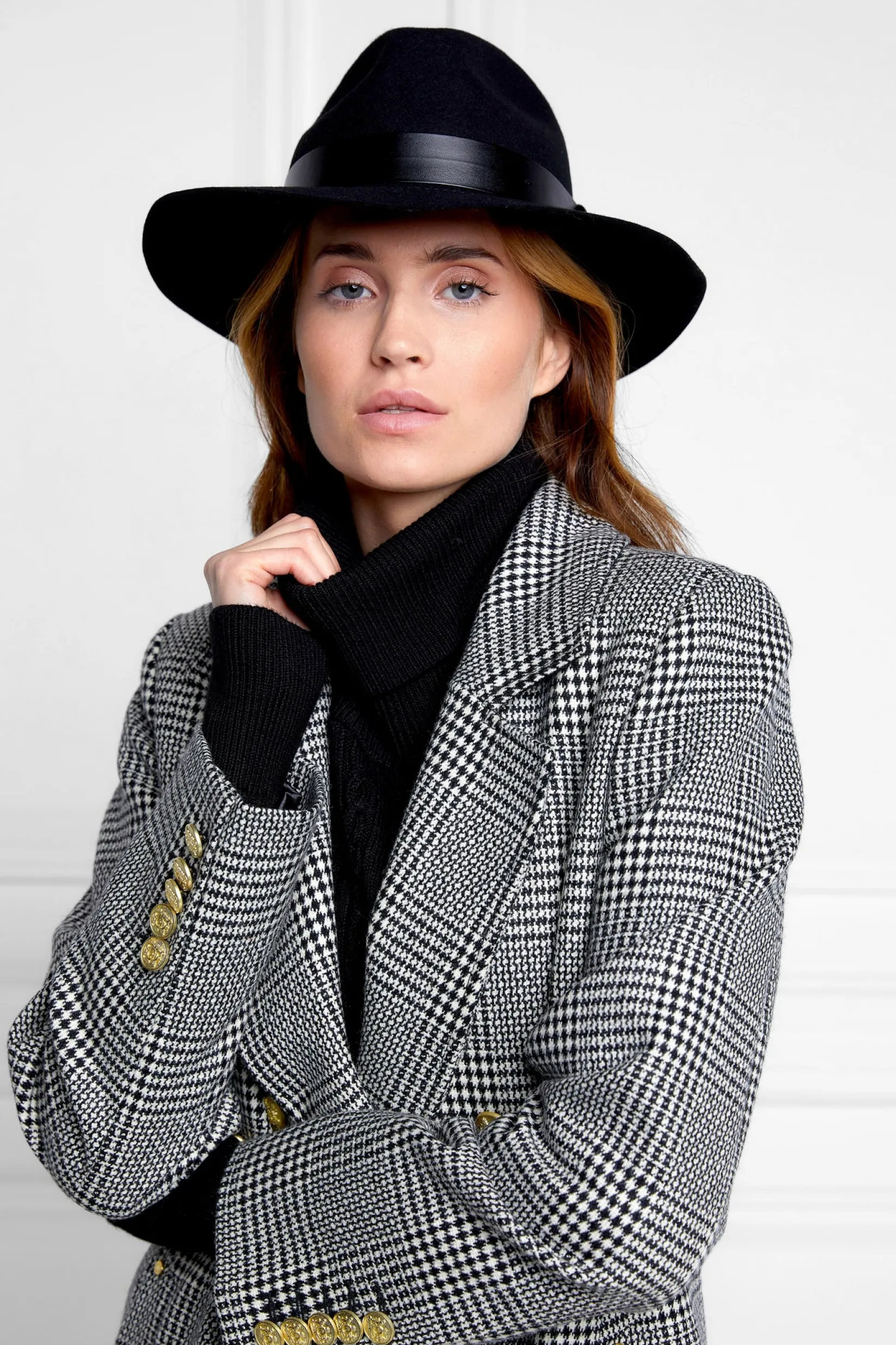 Holland Cooper Hats & Headbands|Hats & Headbands-Trilby Hat Leather Band Black