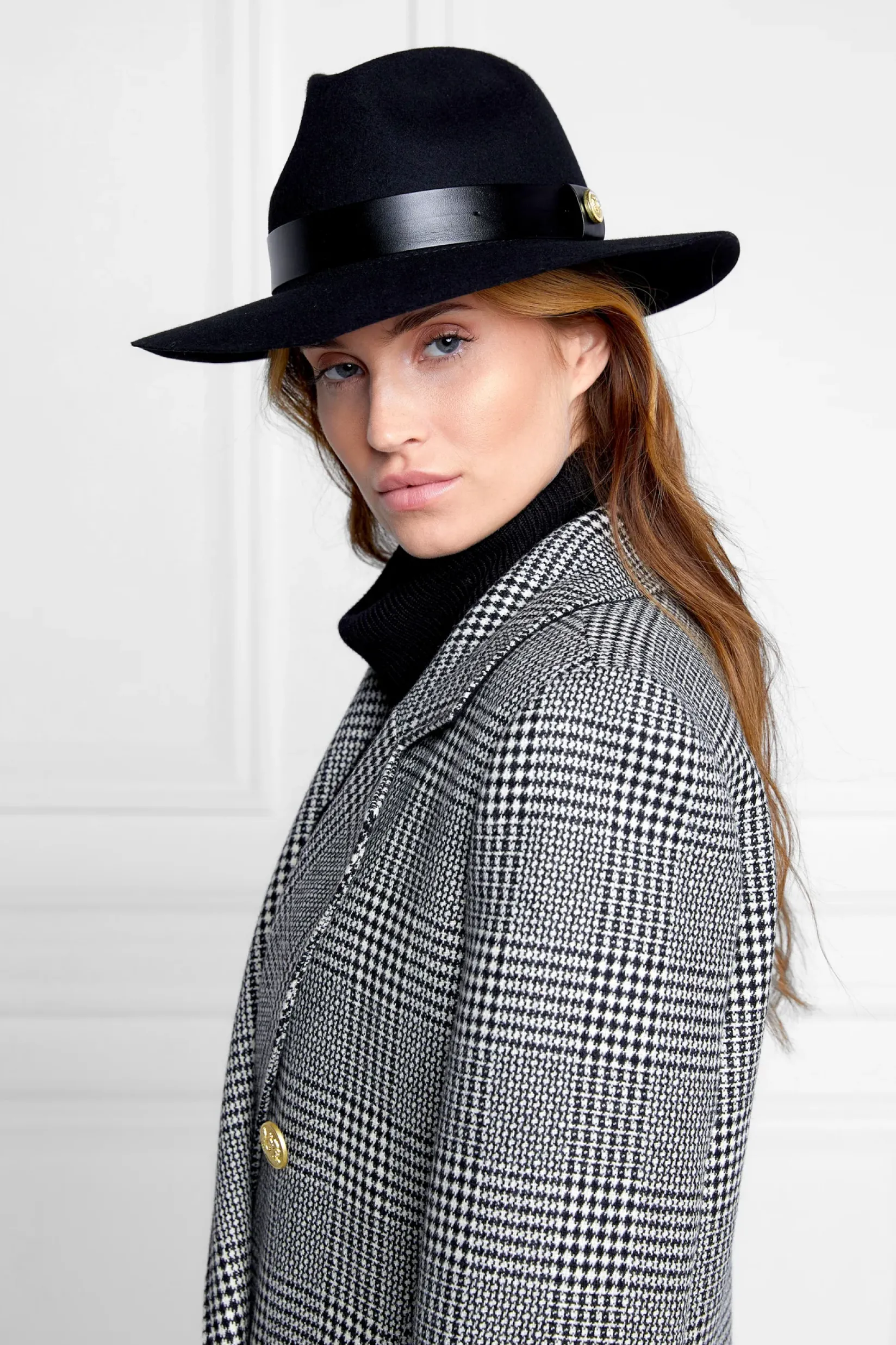 Holland Cooper Hats & Headbands|Hats & Headbands-Trilby Hat Leather Band Black