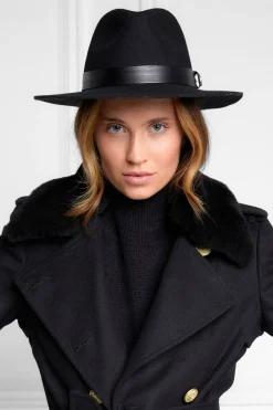 Holland Cooper Hats & Headbands|Hats & Headbands-Trilby Hat Leather Band Black