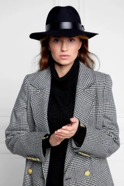 Holland Cooper Hats & Headbands|Hats & Headbands-Trilby Hat Leather Band Black