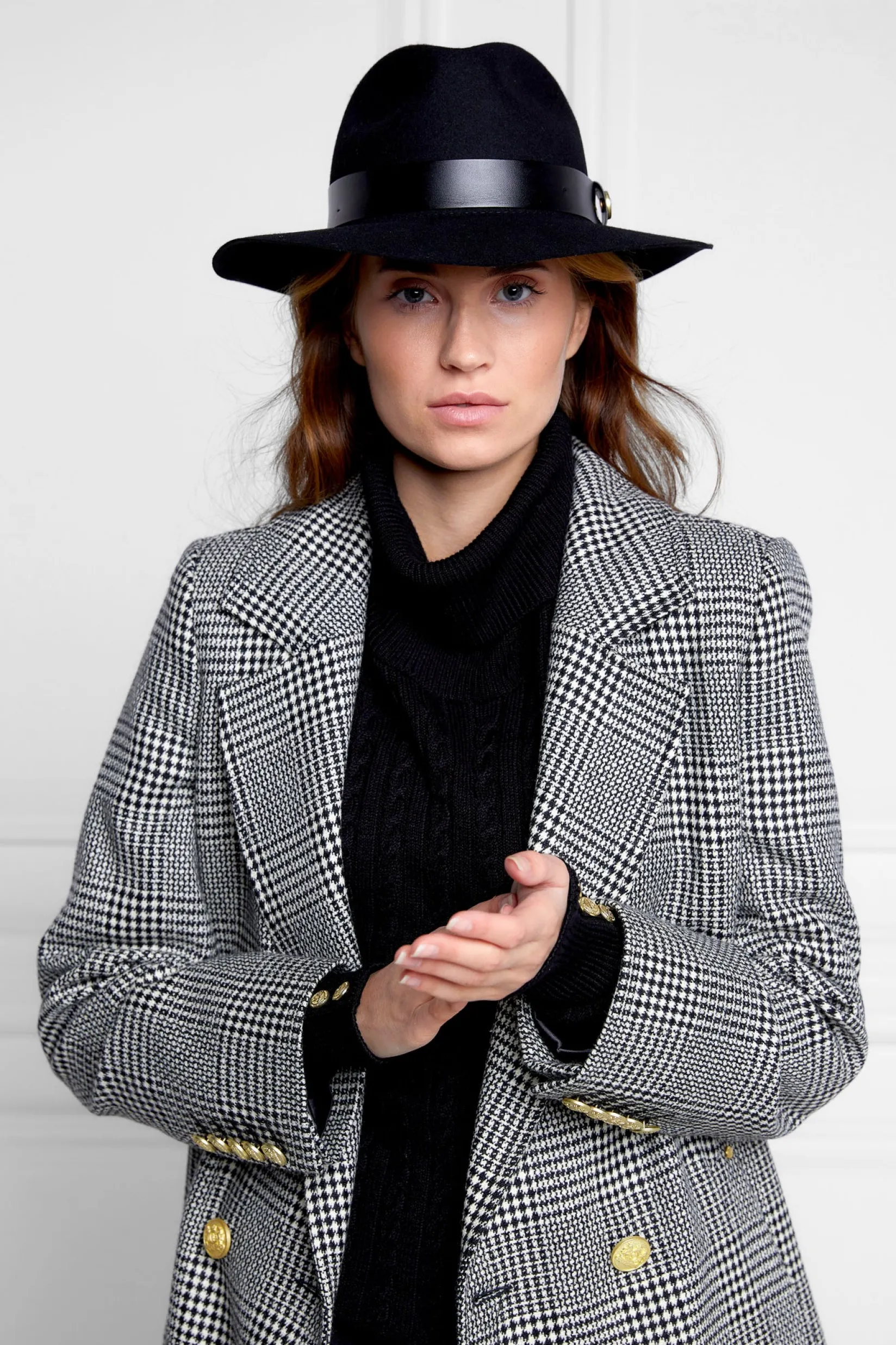 Holland Cooper Hats & Headbands|Hats & Headbands-Trilby Hat Leather Band Black