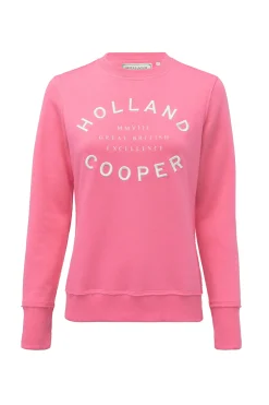 Holland Cooper Casualwear|Sweatshirts-Varsity Crew Peony Pink