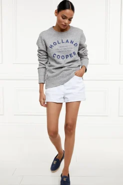 Holland Cooper Sweatshirts|Casualwear-Varsity Crew Grit Marl