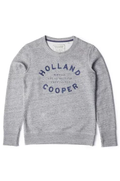 Holland Cooper Sweatshirts|Casualwear-Varsity Crew Grit Marl