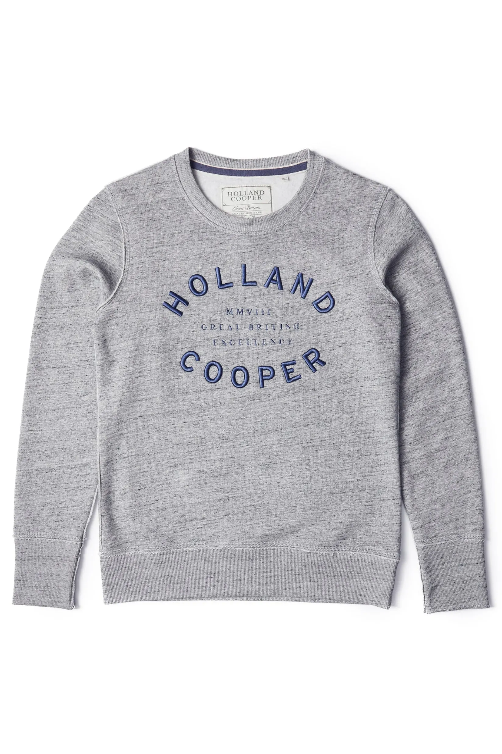 Holland Cooper Sweatshirts|Casualwear-Varsity Crew Grit Marl