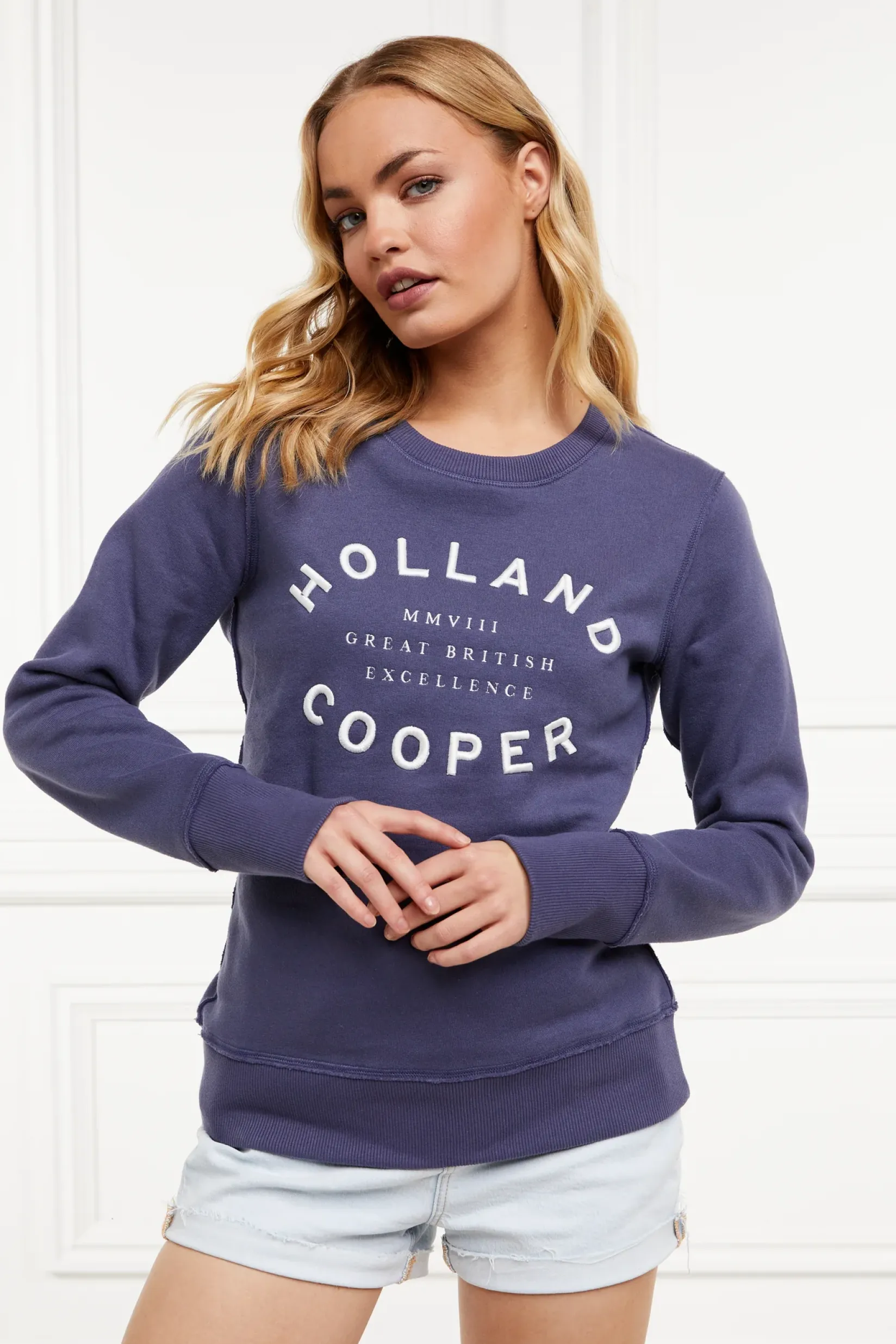 Holland Cooper Sweatshirts|Casualwear-Varsity Crew Yale Blue