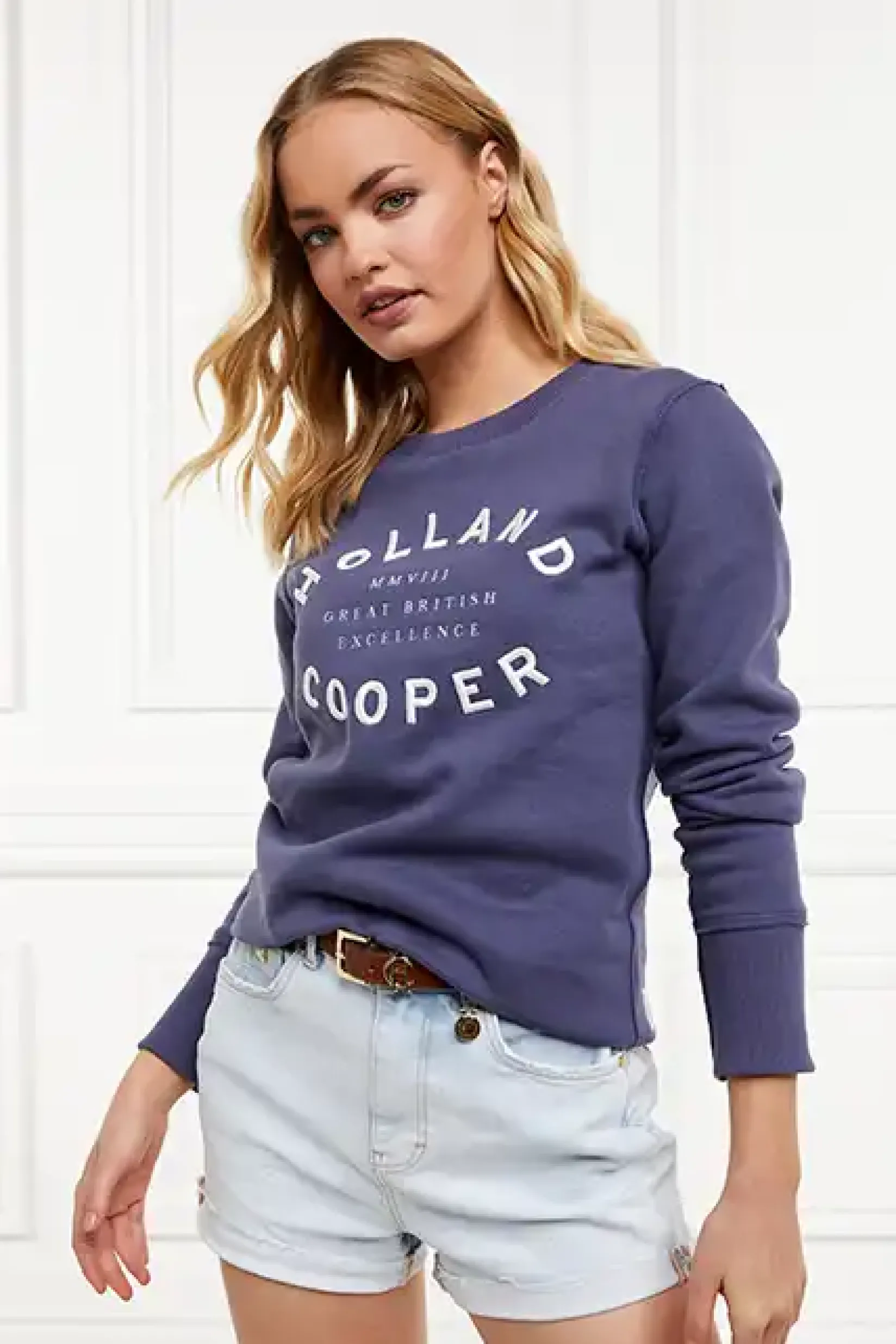 Holland Cooper Sweatshirts|Casualwear-Varsity Crew Yale Blue