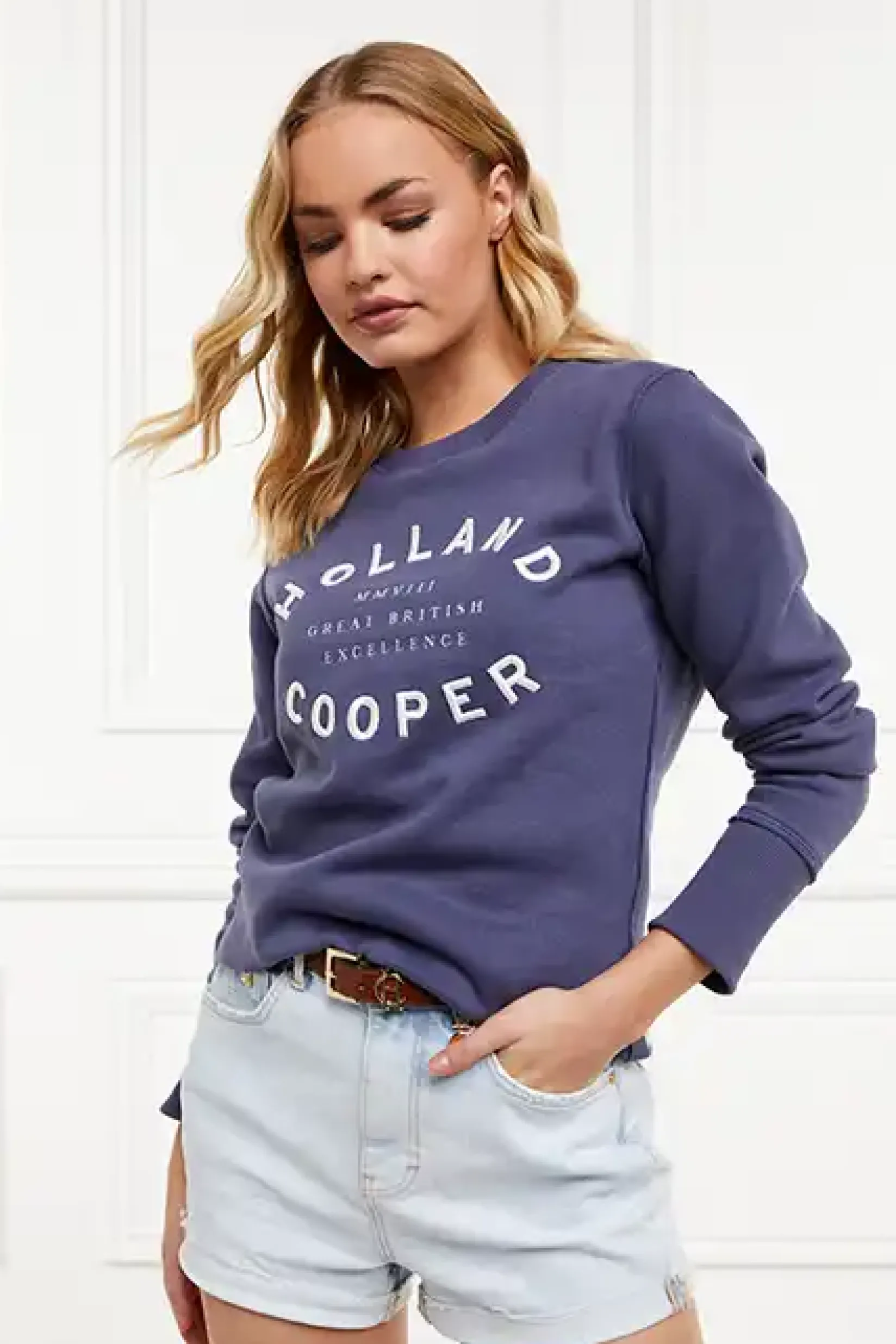 Holland Cooper Sweatshirts|Casualwear-Varsity Crew Yale Blue