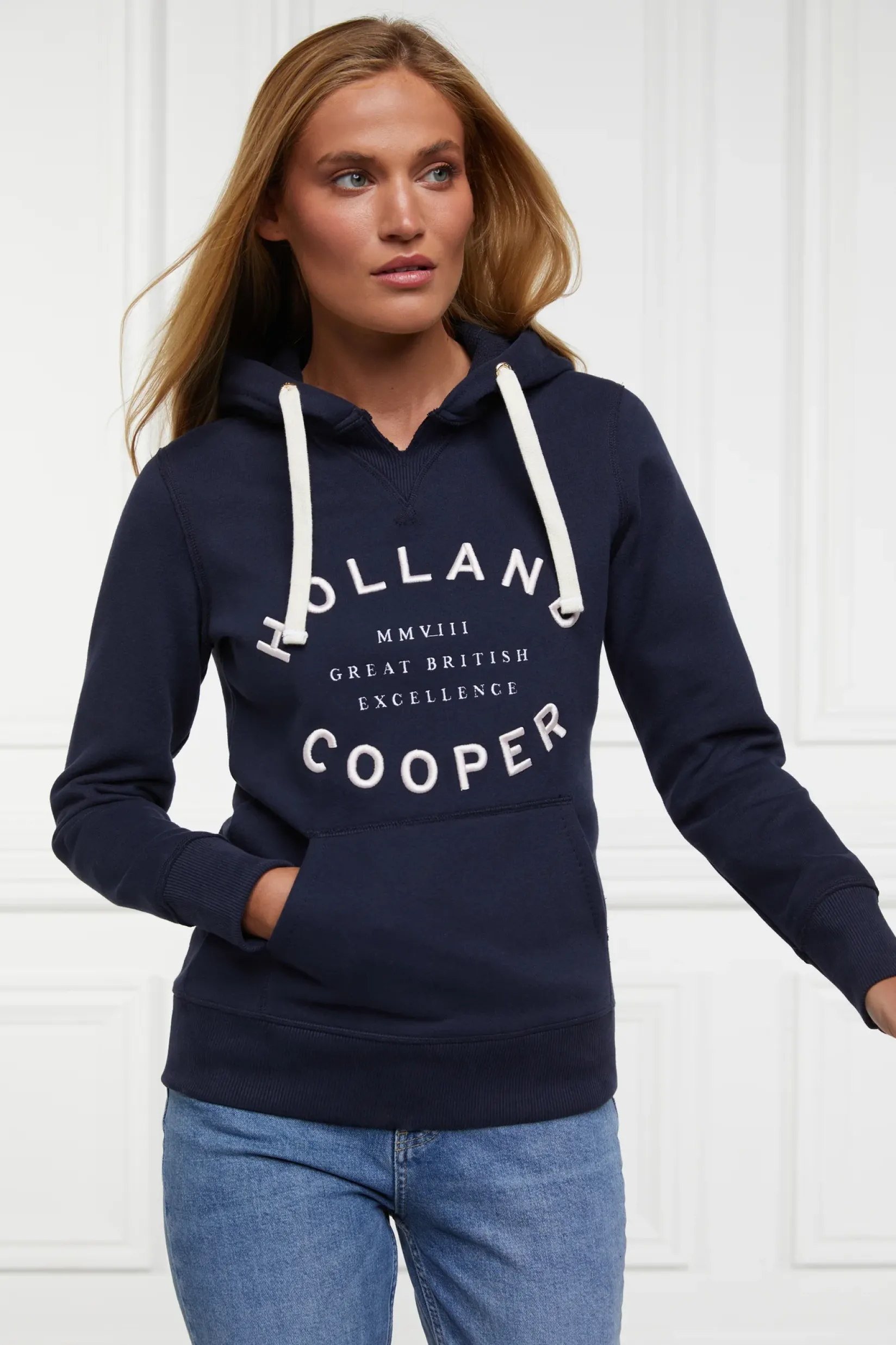 Holland Cooper Hoodies|Casualwear-Varsity Hoodie Ink Navy