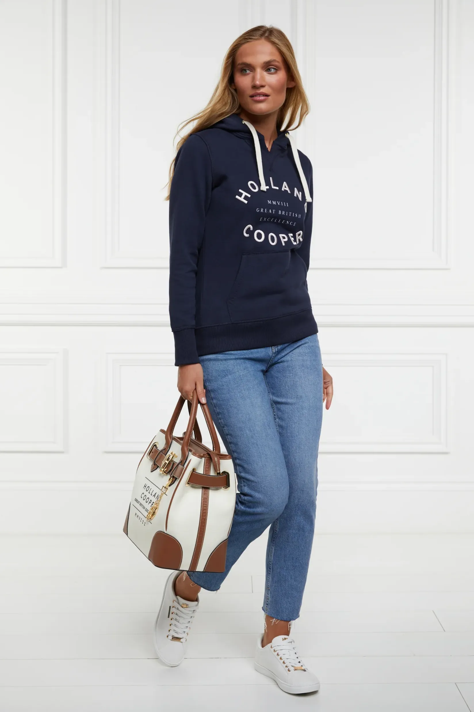 Holland Cooper Hoodies|Casualwear-Varsity Hoodie Ink Navy