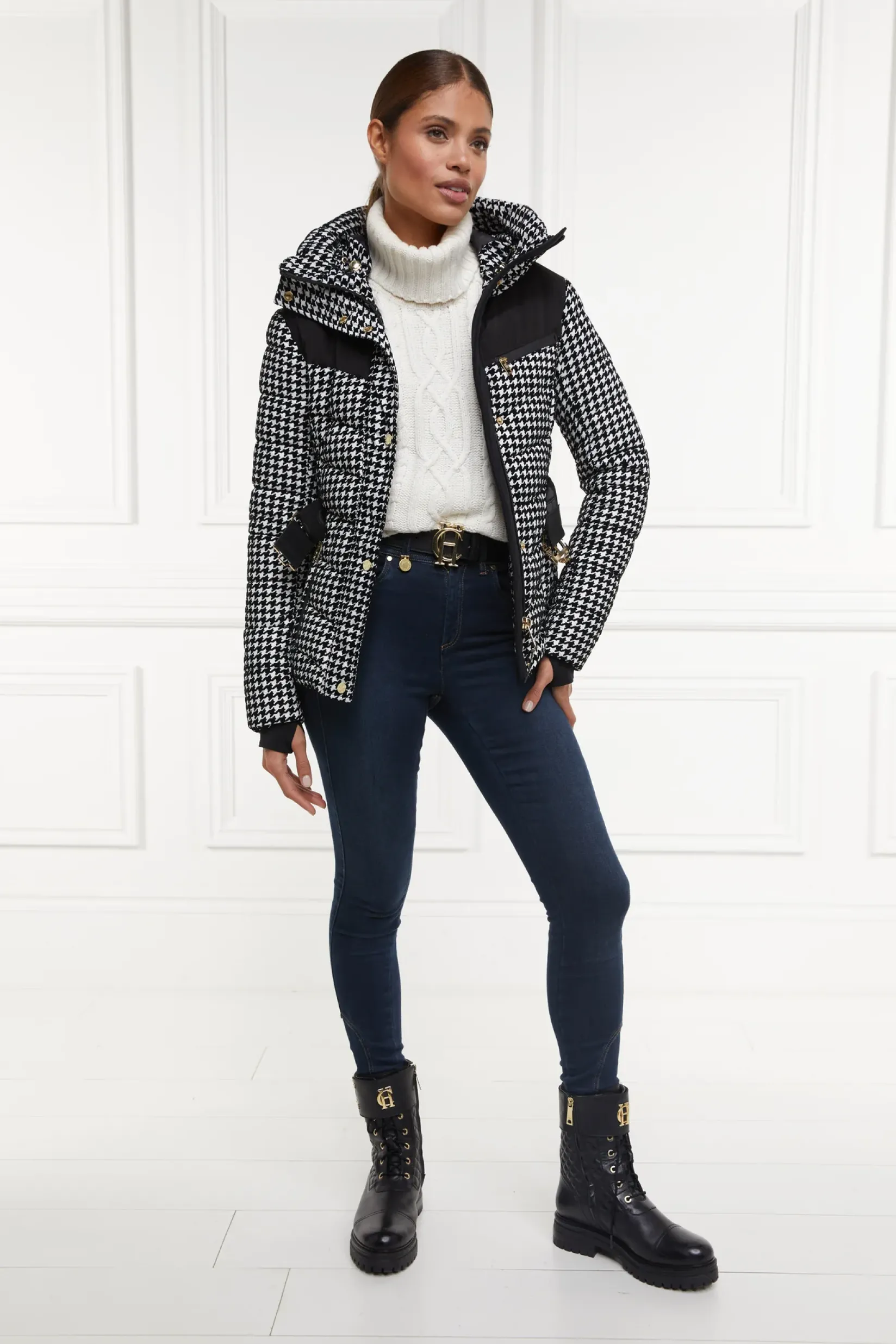 Holland Cooper Jackets-Vermont Puffer Jacket Houndstooth