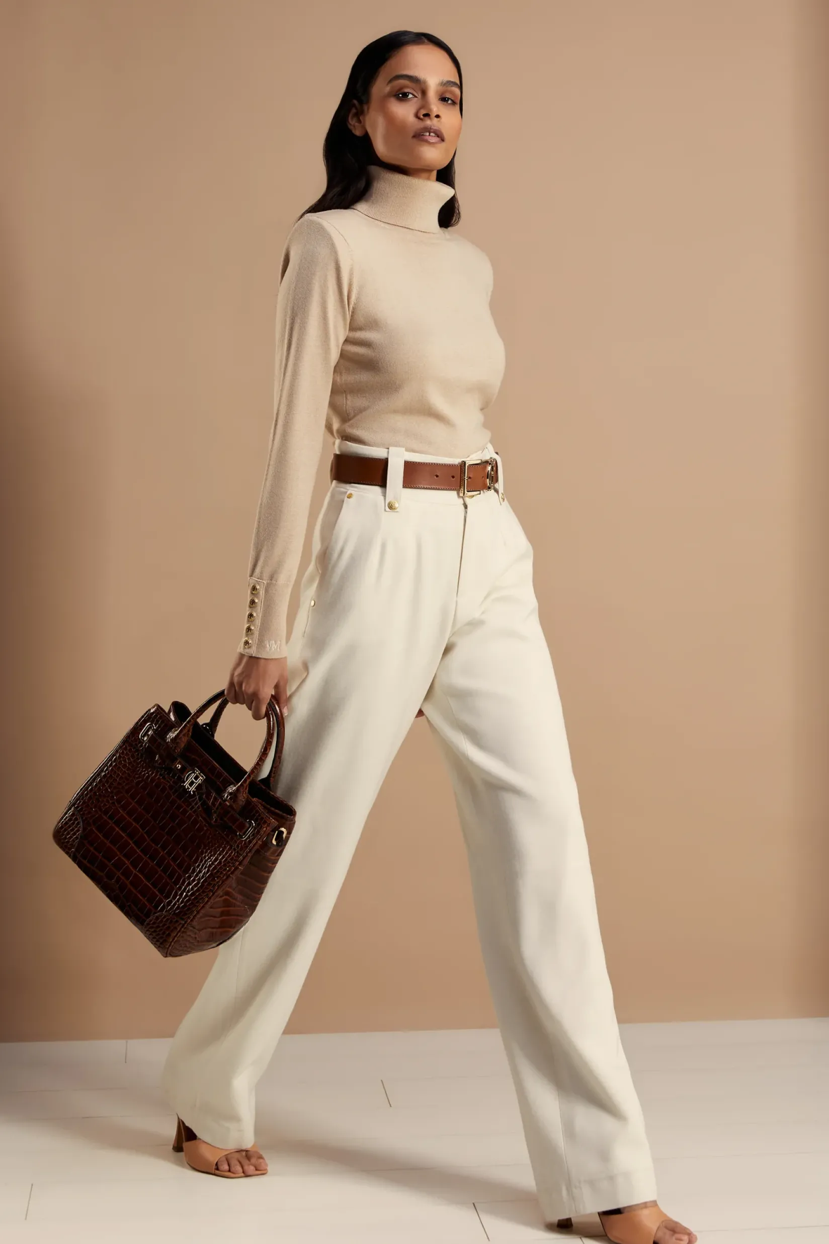 Holland Cooper Knitwear|Jade's Top Picks-Victoria Cashmere Roll Neck Stone