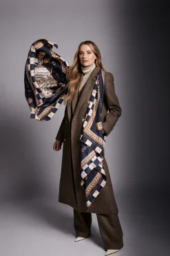 Holland Cooper Scarves|Scarves-Victoria Silk Scarf Ink Navy