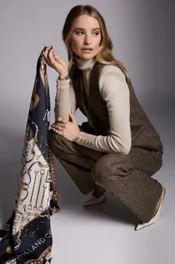 Holland Cooper Scarves|Scarves-Victoria Silk Scarf Ink Navy