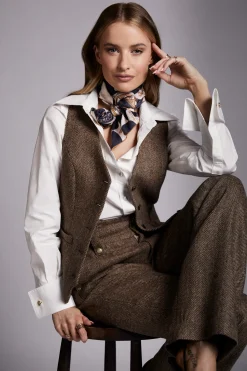 Holland Cooper Scarves|Scarves-Victoria Silk Scarf Ink Navy