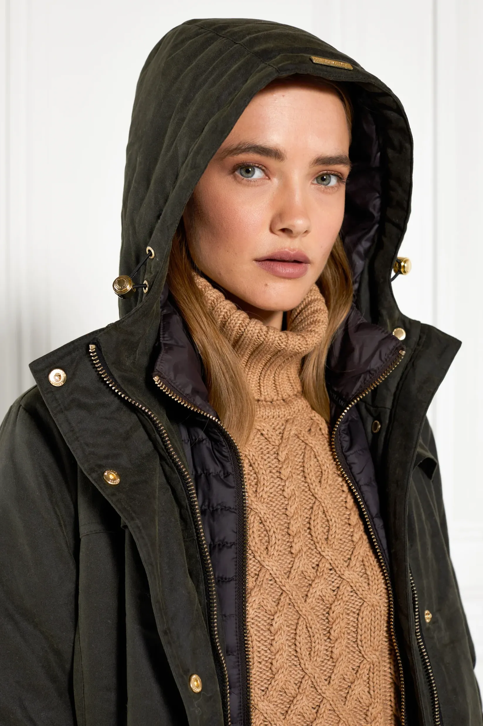 Holland Cooper Jackets|Shop By Product-Wax Longline Field Coat Dark Olive