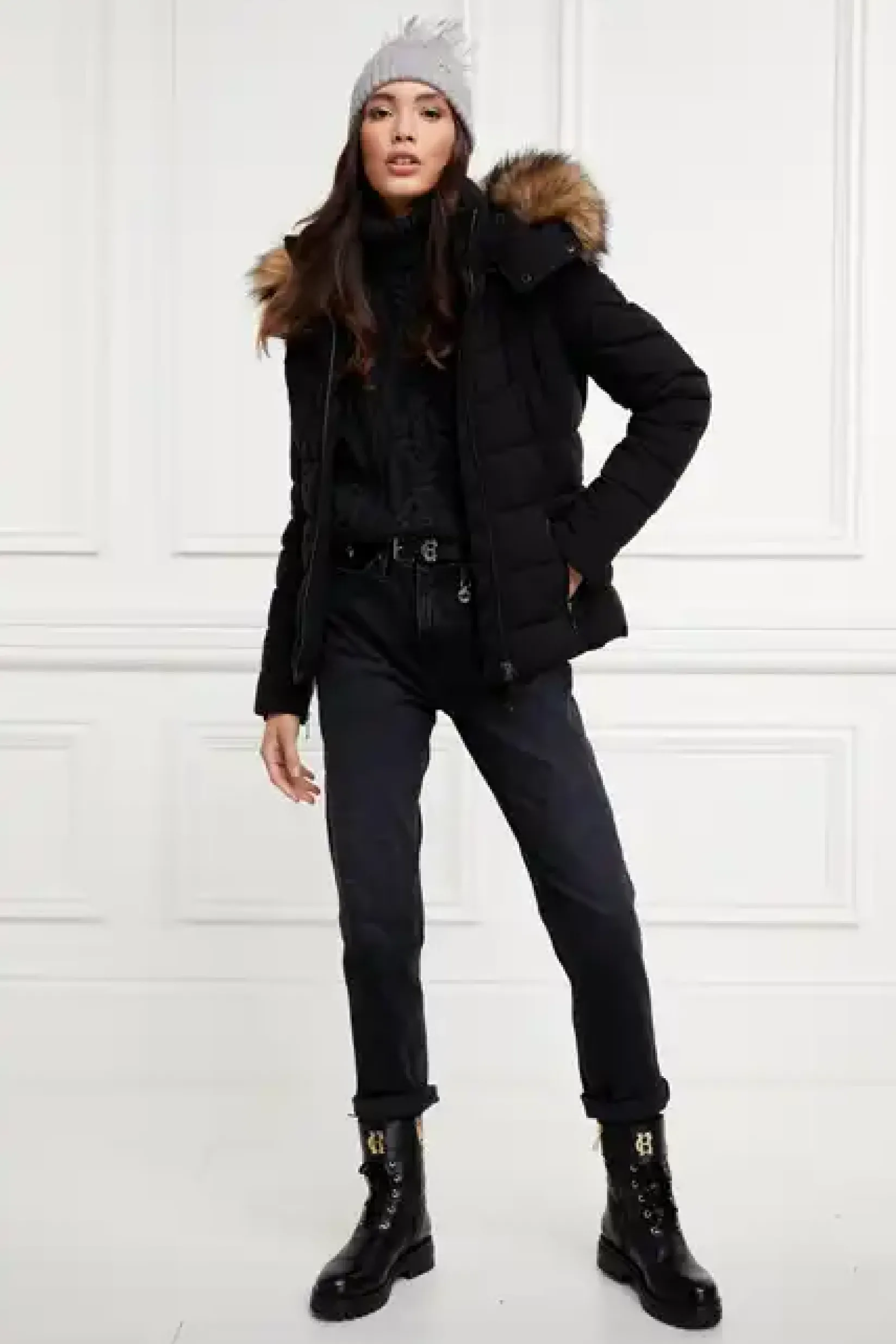 Holland Cooper Jackets-Whistler Puffer Jacket Black Natural