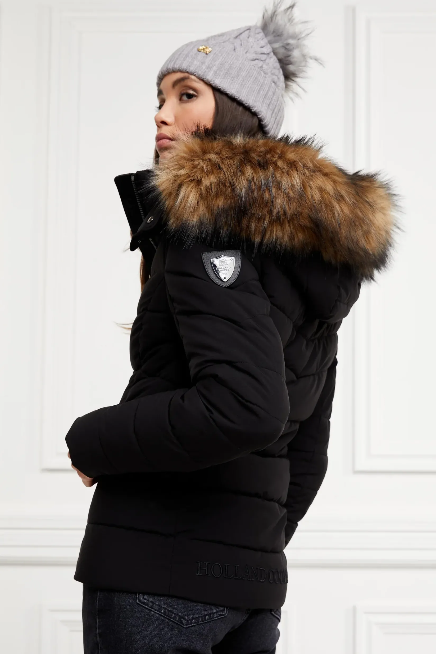 Holland Cooper Jackets-Whistler Puffer Jacket Black Natural