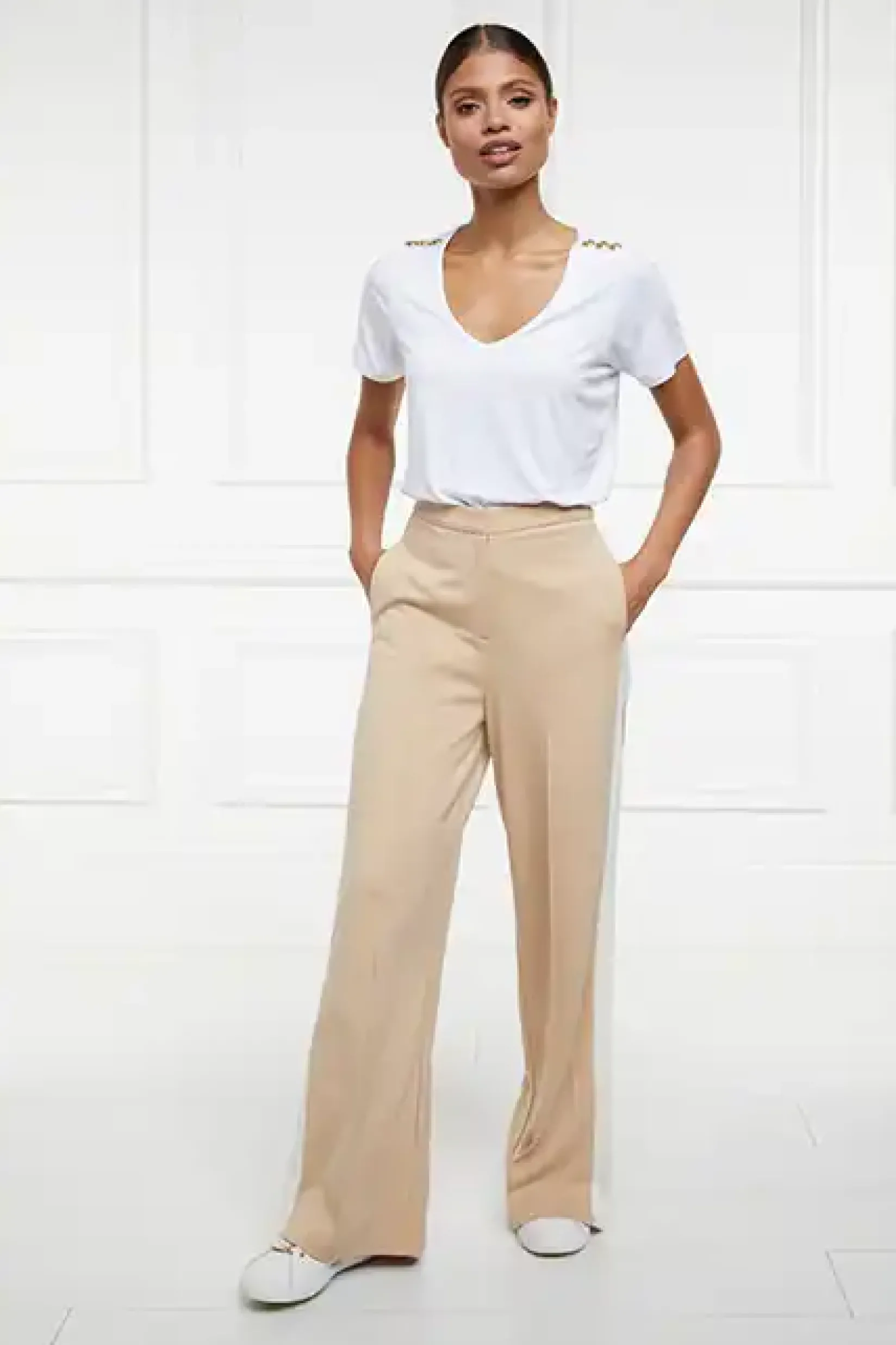 Holland Cooper Trousers-Wide Leg Pant Camel