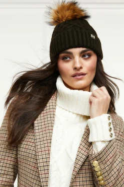 Holland Cooper Headwear|Hats & Headbands-Windsor Bobble Hat Fern Green