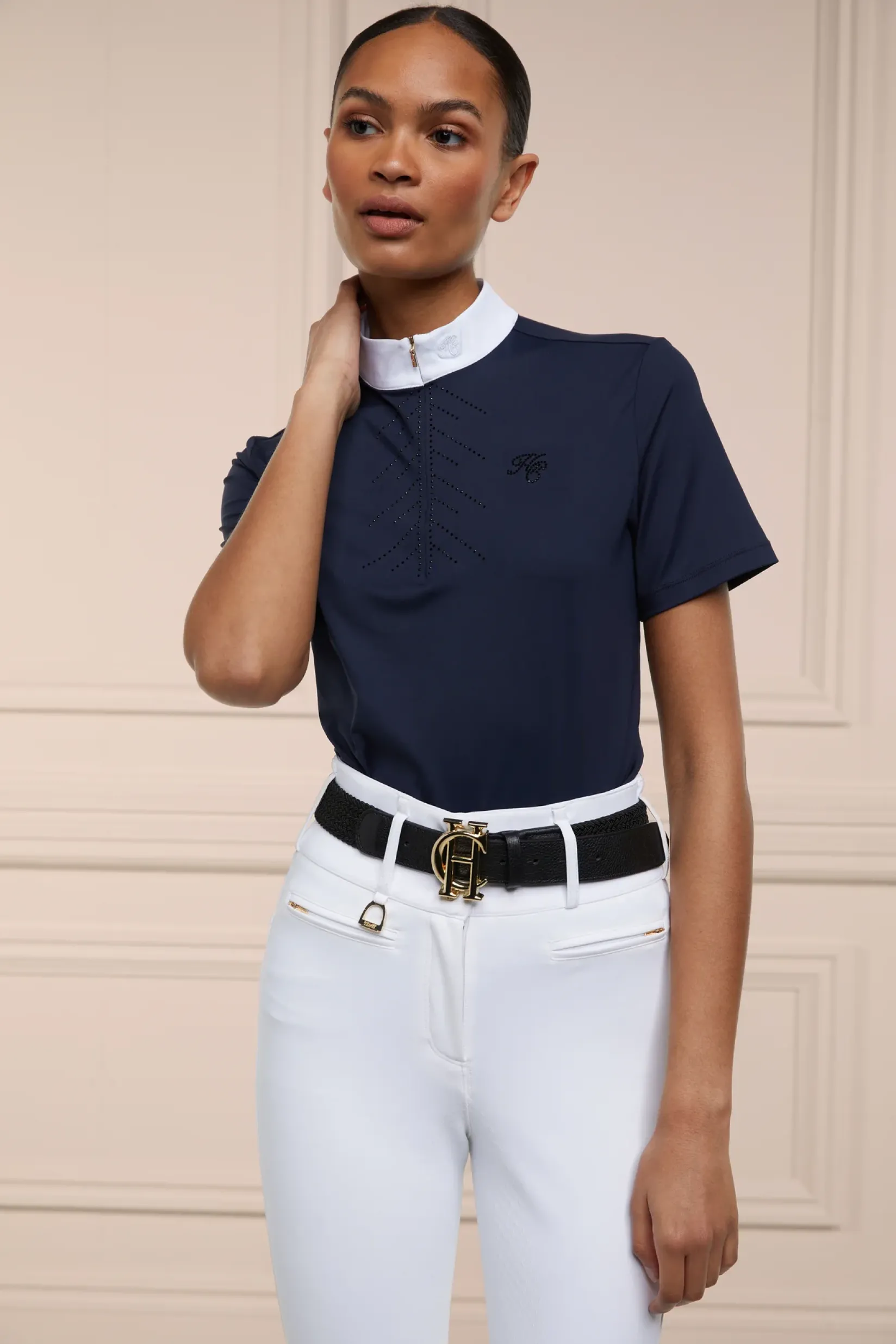 Holland Cooper Base Layers|Shop By Product-Windsor Short Sleeve Base Layer Ink Navy