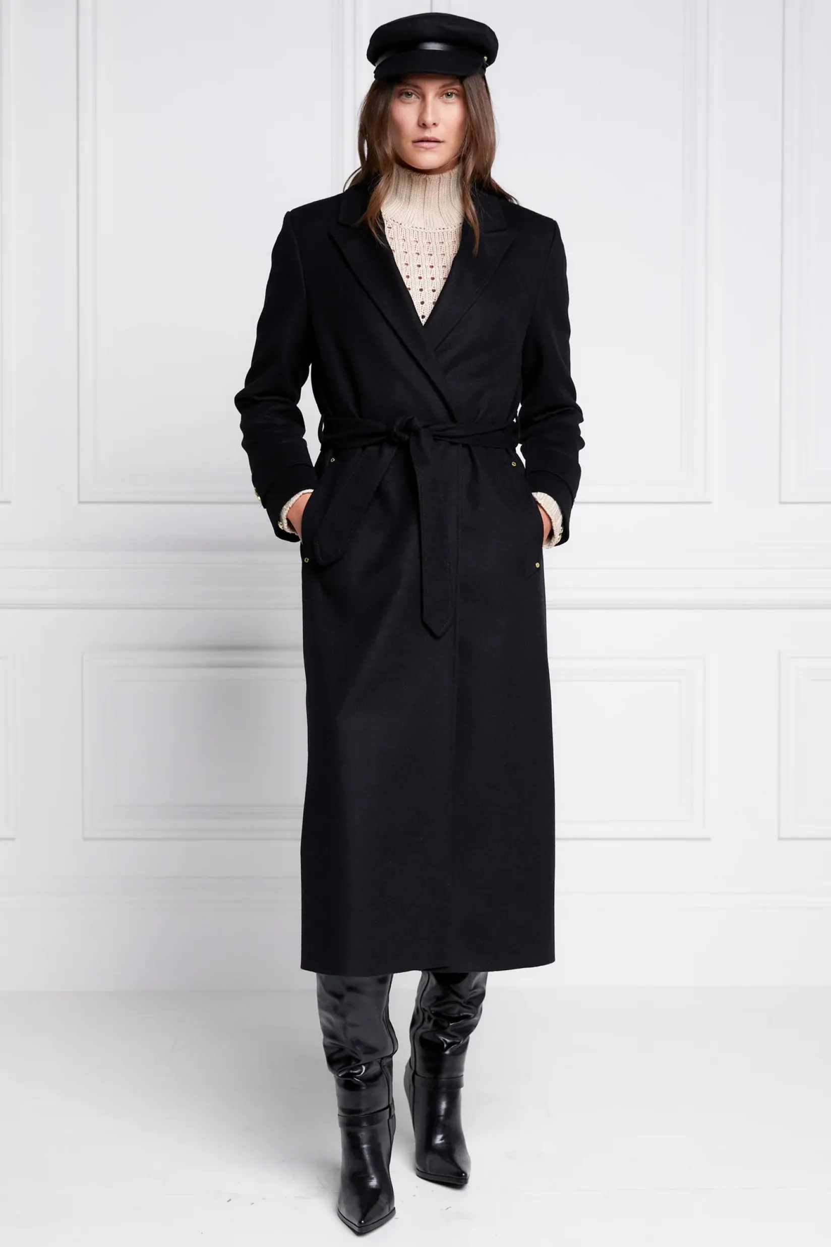 Holland Cooper Coats|In Stock Tailoring-Wrap Coat Soft Black