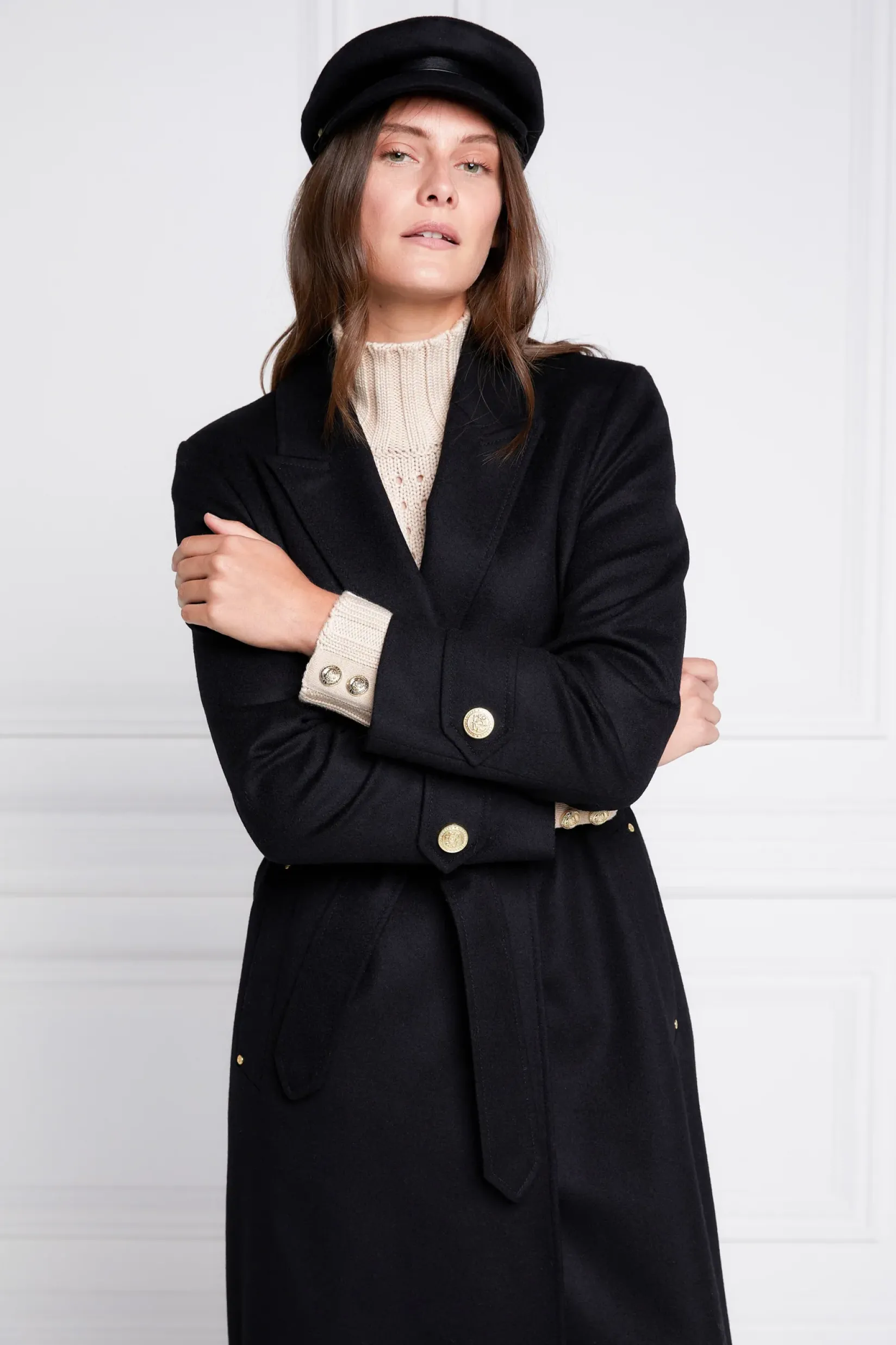 Holland Cooper Coats|In Stock Tailoring-Wrap Coat Soft Black