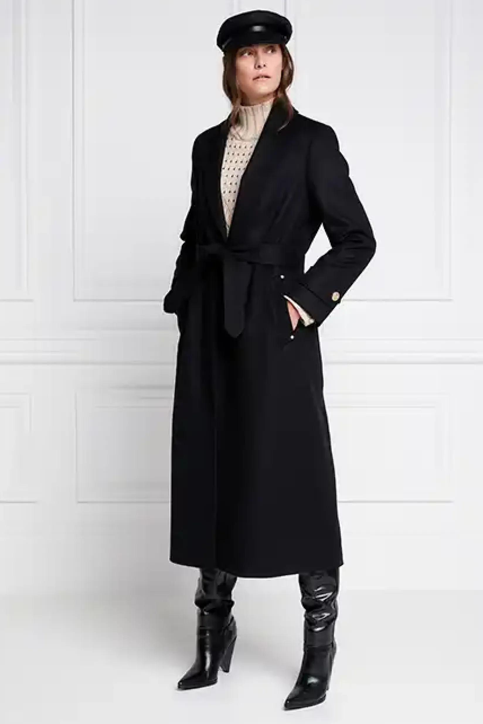 Holland Cooper Coats|In Stock Tailoring-Wrap Coat Soft Black